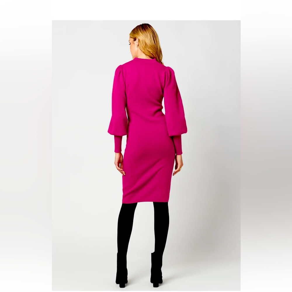 NWOT - Voluminous Sleeve Tyra Sweater Dress - Fuschia
